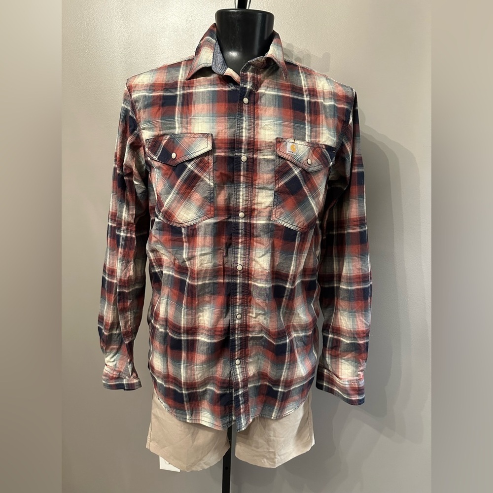 Men’s Carhartt red plaid Button-down longsleeve shirt